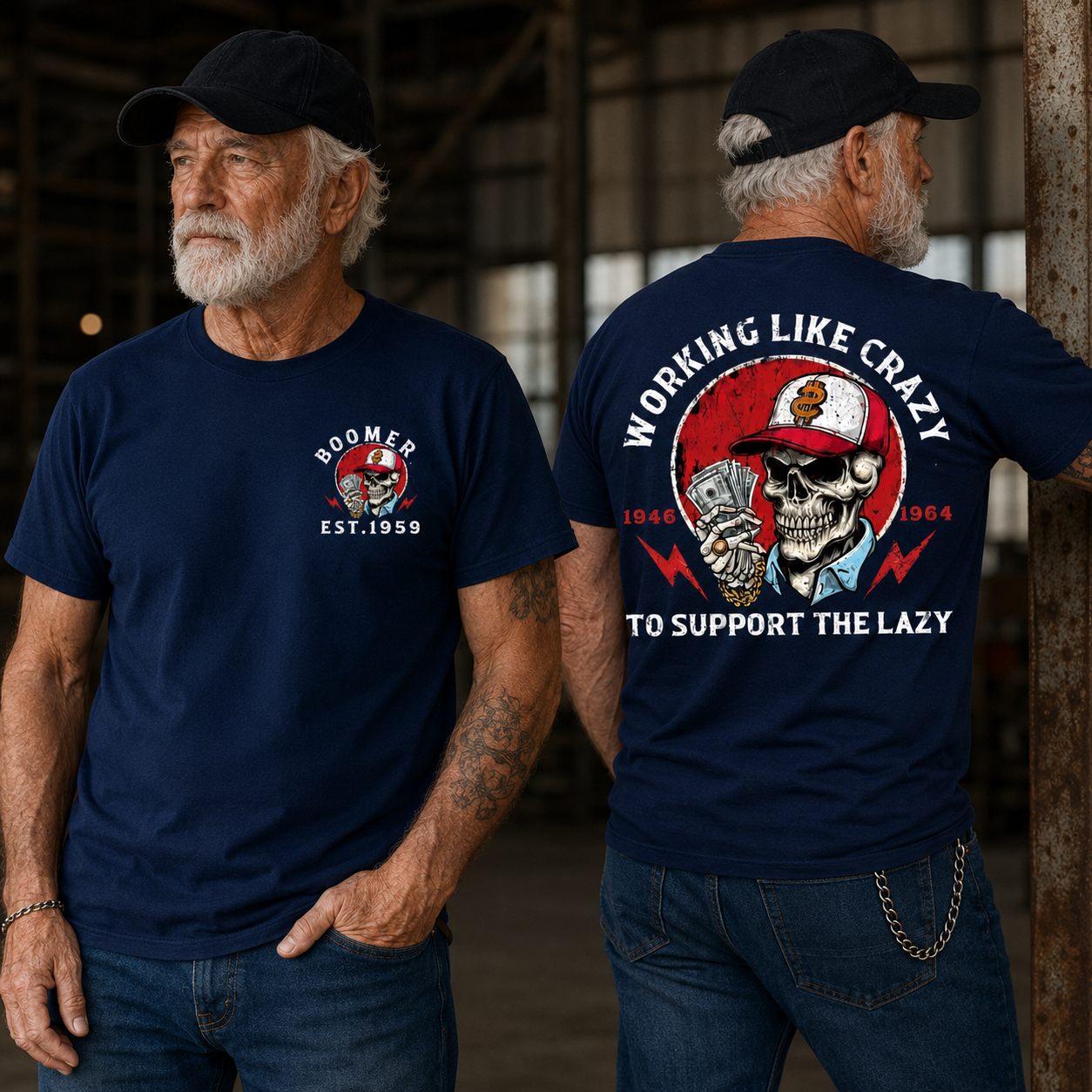 Custom Working Like Crazy Boomer/Gen X T-shirt
