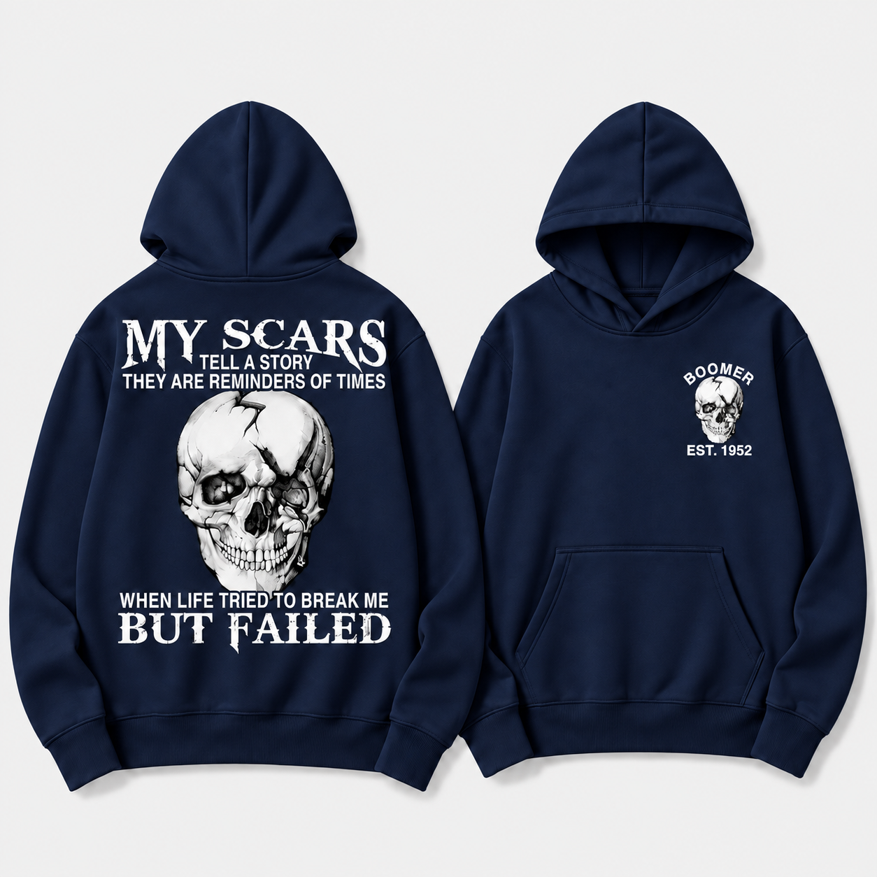 Boomer/GEN X/Y Customize Hoodie, 100% Cotton, Scars: When Life Failed to Break Me Hoodie