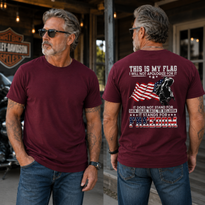 Soldier Silhouette USA Flag Patriotic T-Shirt