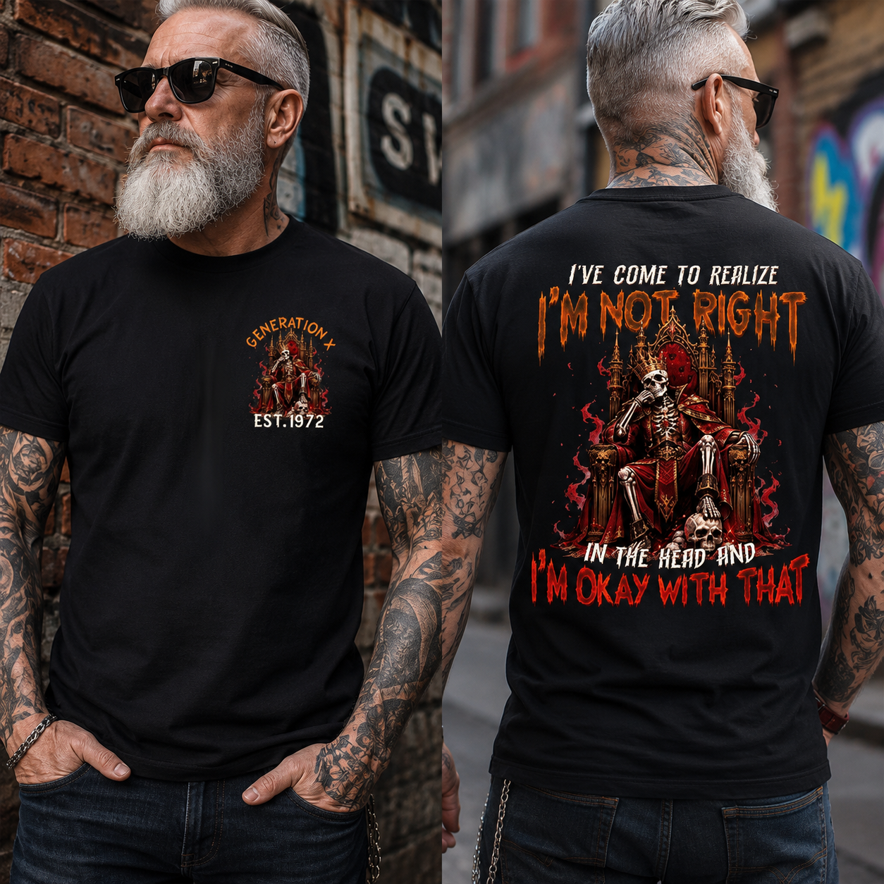 Personalized Year 1965-1980 I'm Not Right In The Head And I'm Okay With That Funny Generation X Shirt