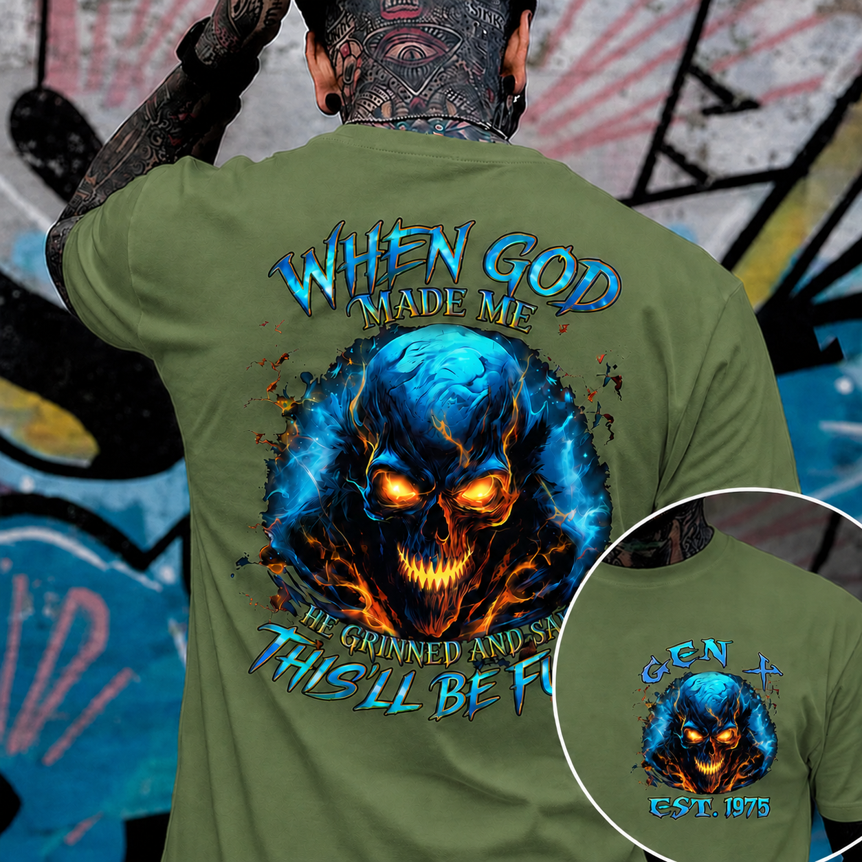 Generation X When God Made Me Custom Year Skull Cotton T-shirt | Breathable & Soft