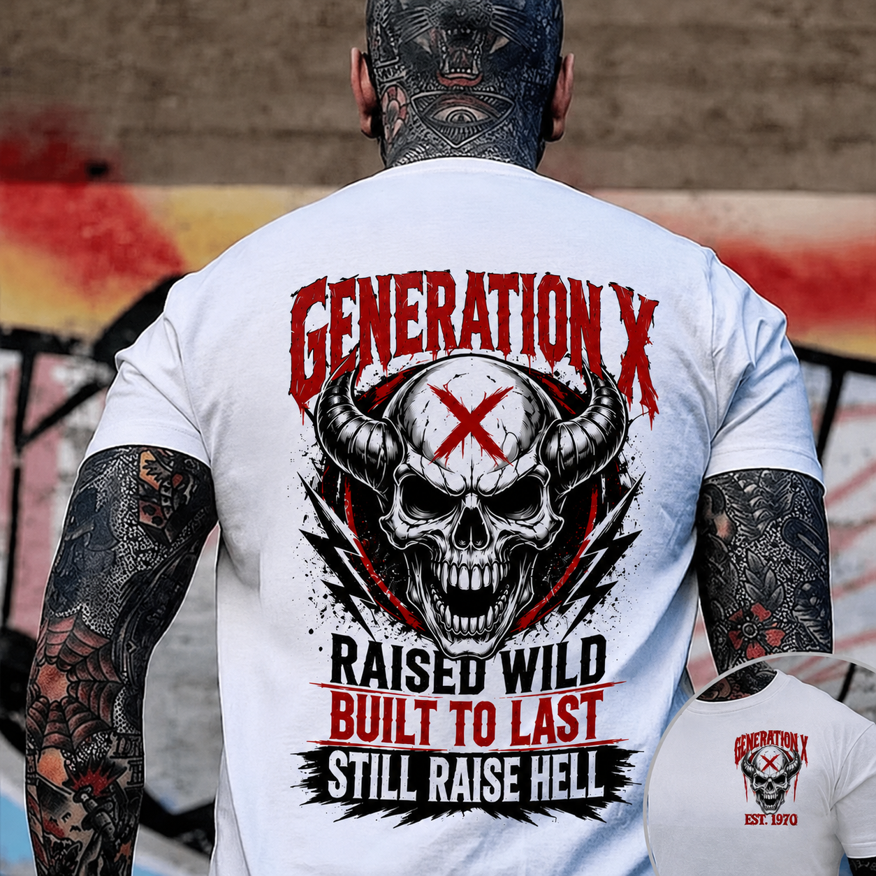 Gen X Raised Wild Skull Graphic Tee