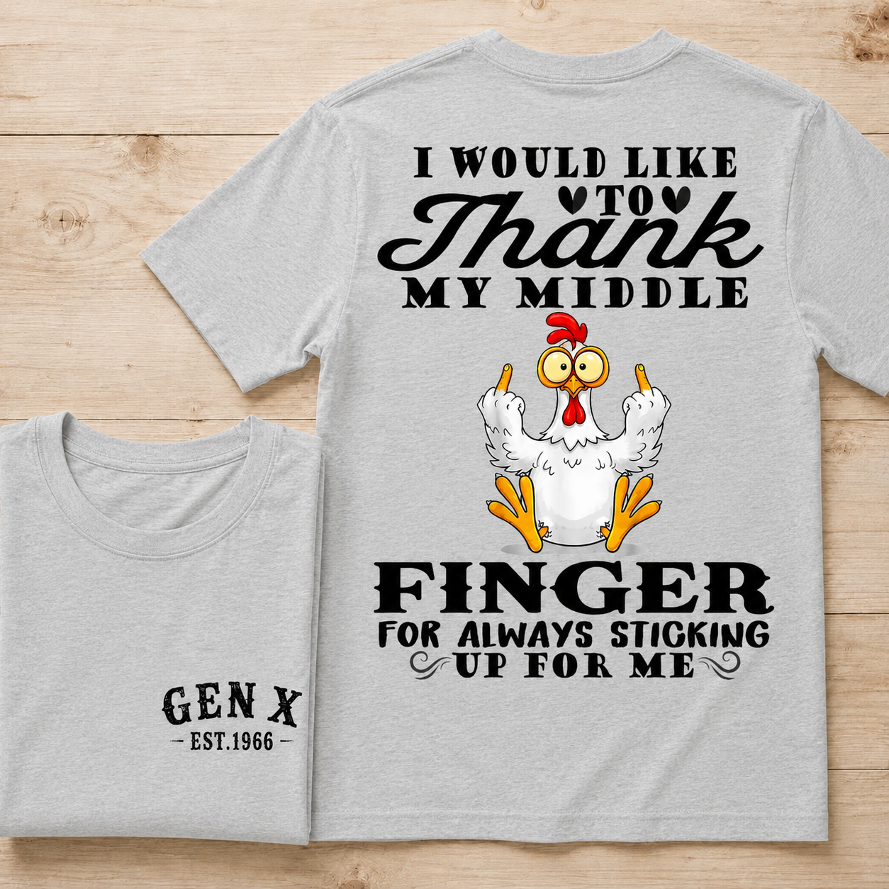 Funny Chicken Middle Finger Vintage T Shirt Custom Year Tee