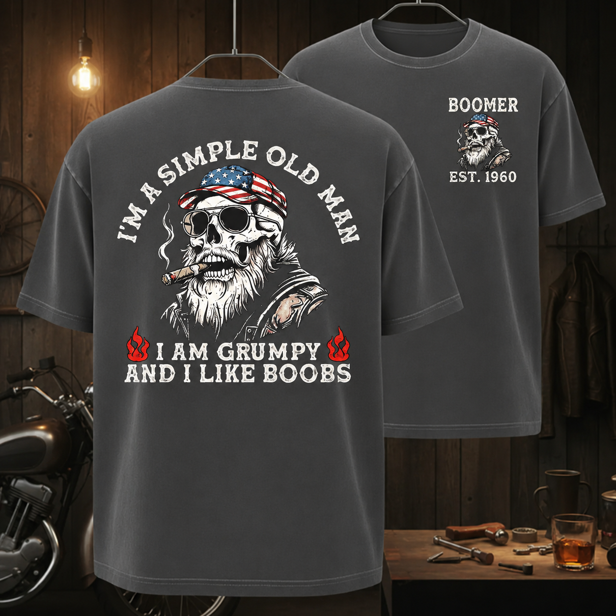 Custom "Simple Old Man" Shirt - Grumpy & Unapologetic | Personalized Gen X / Boomer EST. Year - Tee