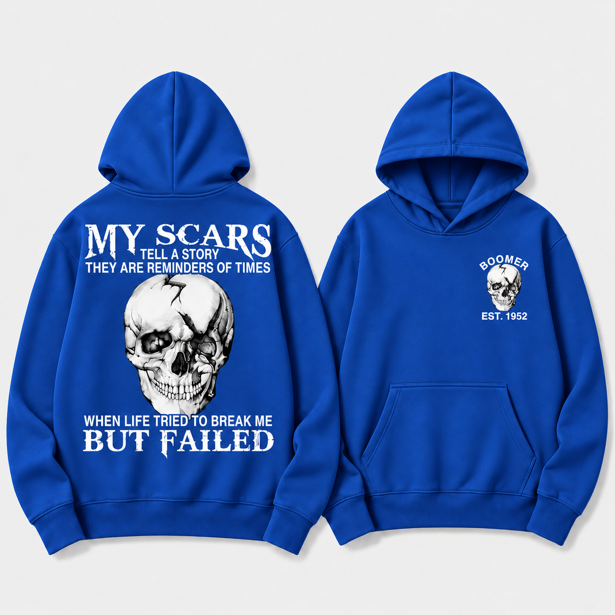 Boomer/GEN X/Y Customize Hoodie, 100% Cotton, Scars: When Life Failed to Break Me Hoodie