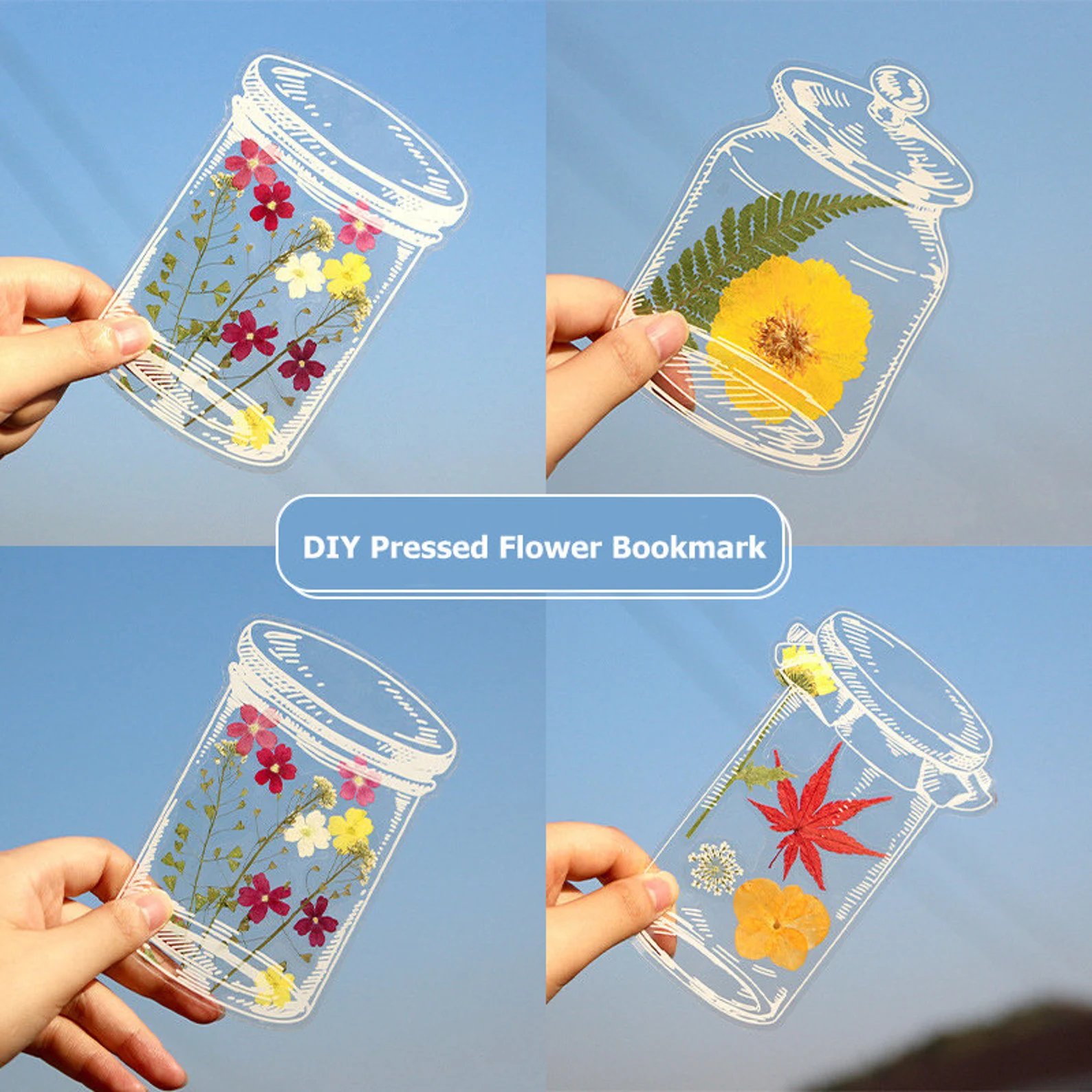 40pcs Transparent Dried Flower Bookmarks-DIY Gifts Bookmarks