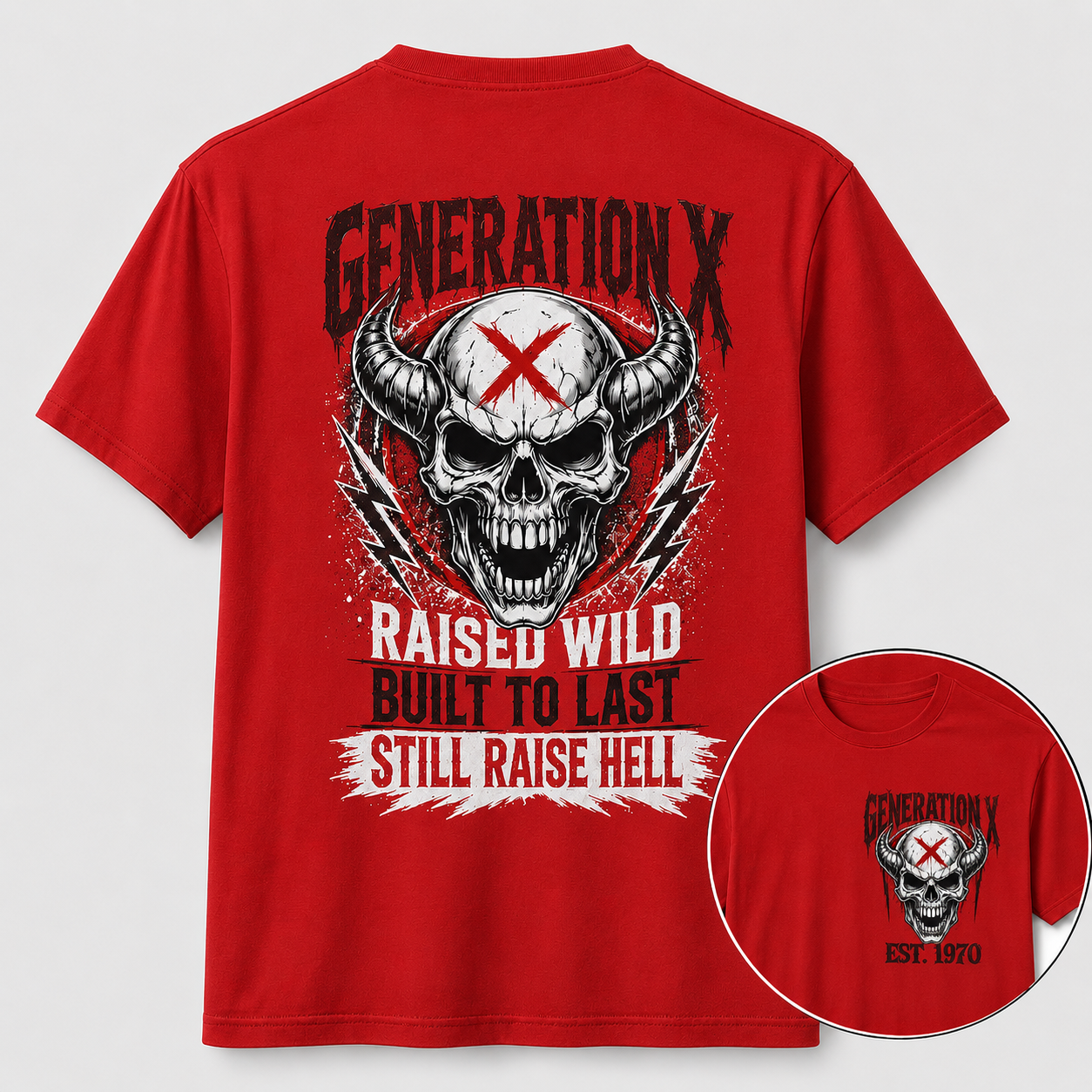 Gen X Raised Wild Skull Graphic Tee