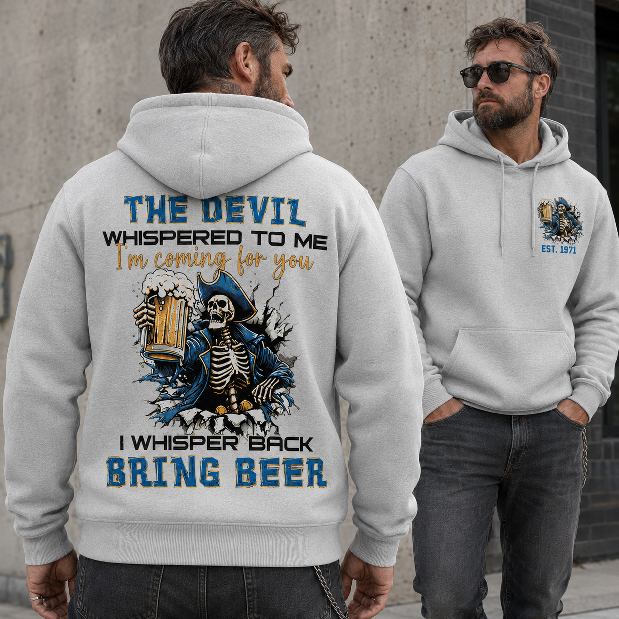 The Devil Whispered To Me I Whisper Back Bring Beer Gen X//Boomer Custom Birth Year Hoodie