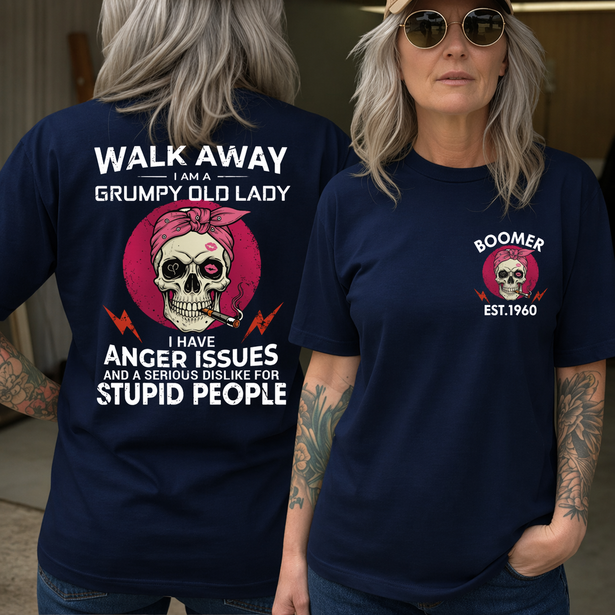 Walk Away I'm A Grumpy Old Lady BOOMER/GEN X Custom Year Of Birth Women's Sweatshirt
