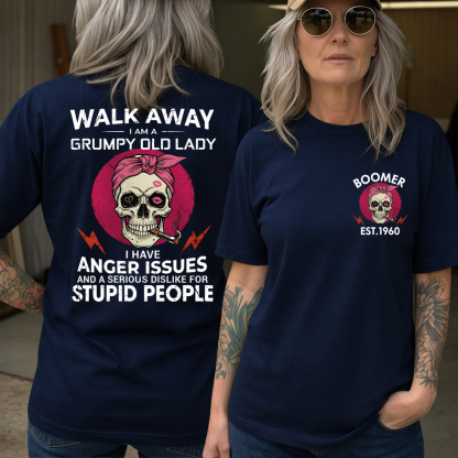 Walk Away I'm A Grumpy Old Lady BOOMER/GEN X Custom Year Of Birth Women's Sweatshirt