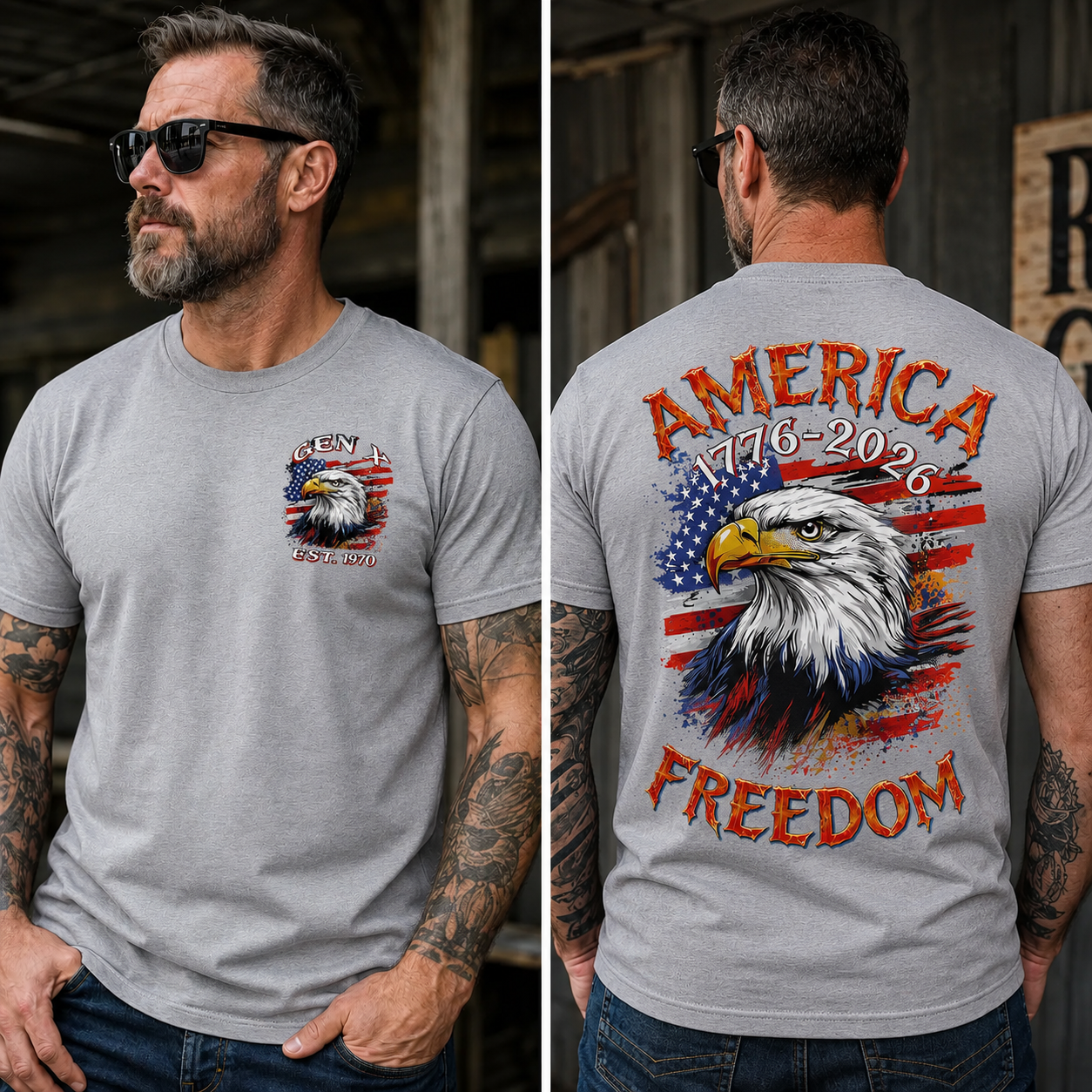 Custom Year Boomer/Gen X/Gen Y T-shirt, America 1776-2026 Freedom Shirt