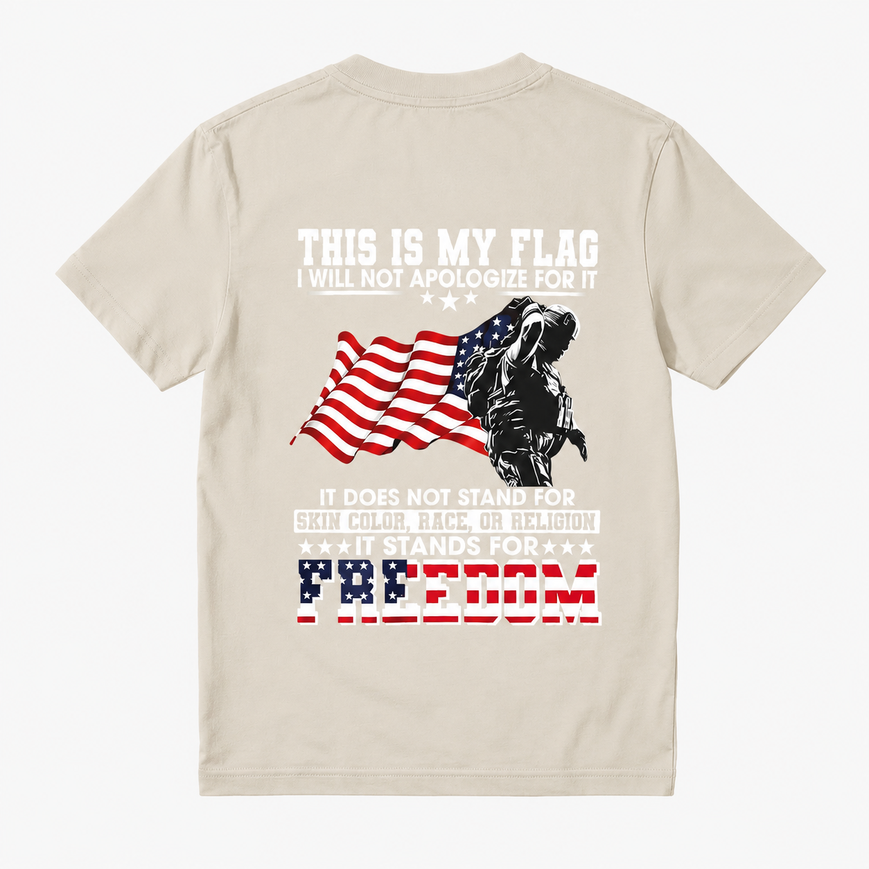 Soldier Silhouette USA Flag Patriotic T-Shirt