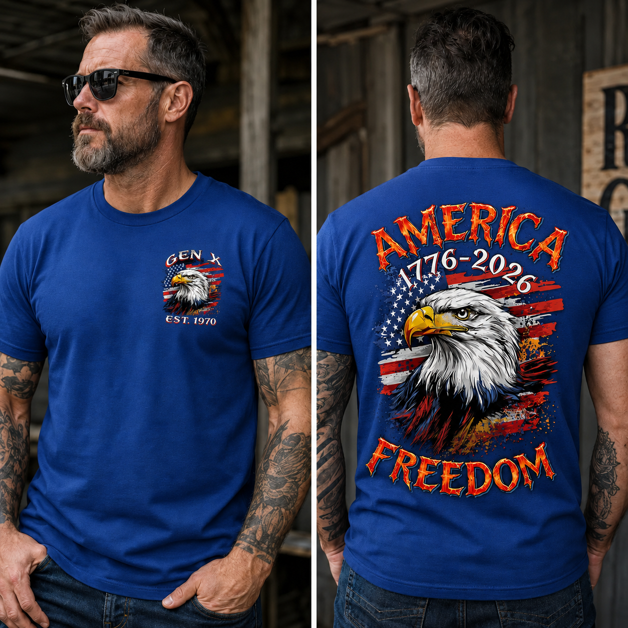 Custom Year Boomer/Gen X/Gen Y T-shirt, America 1776-2026 Freedom Shirt