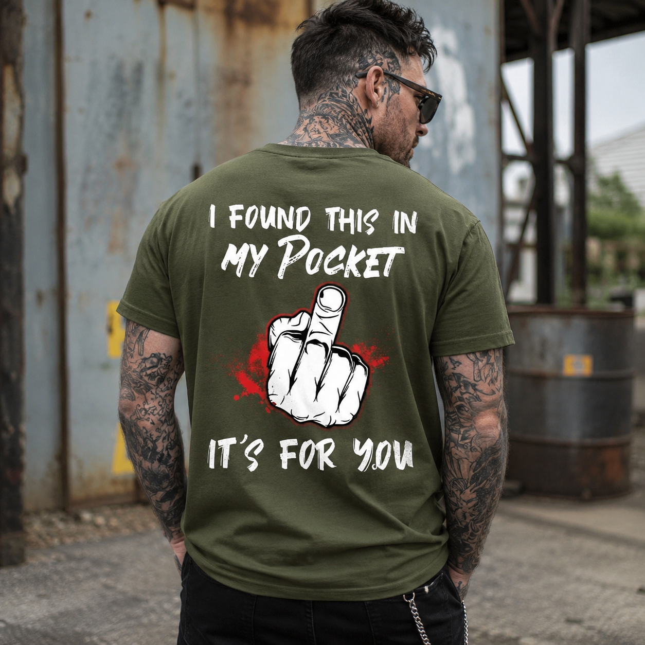 I FOUND THIS IN MY POCKET IT’S FOR YOU Middle Finger Print Men’s T-Shirt