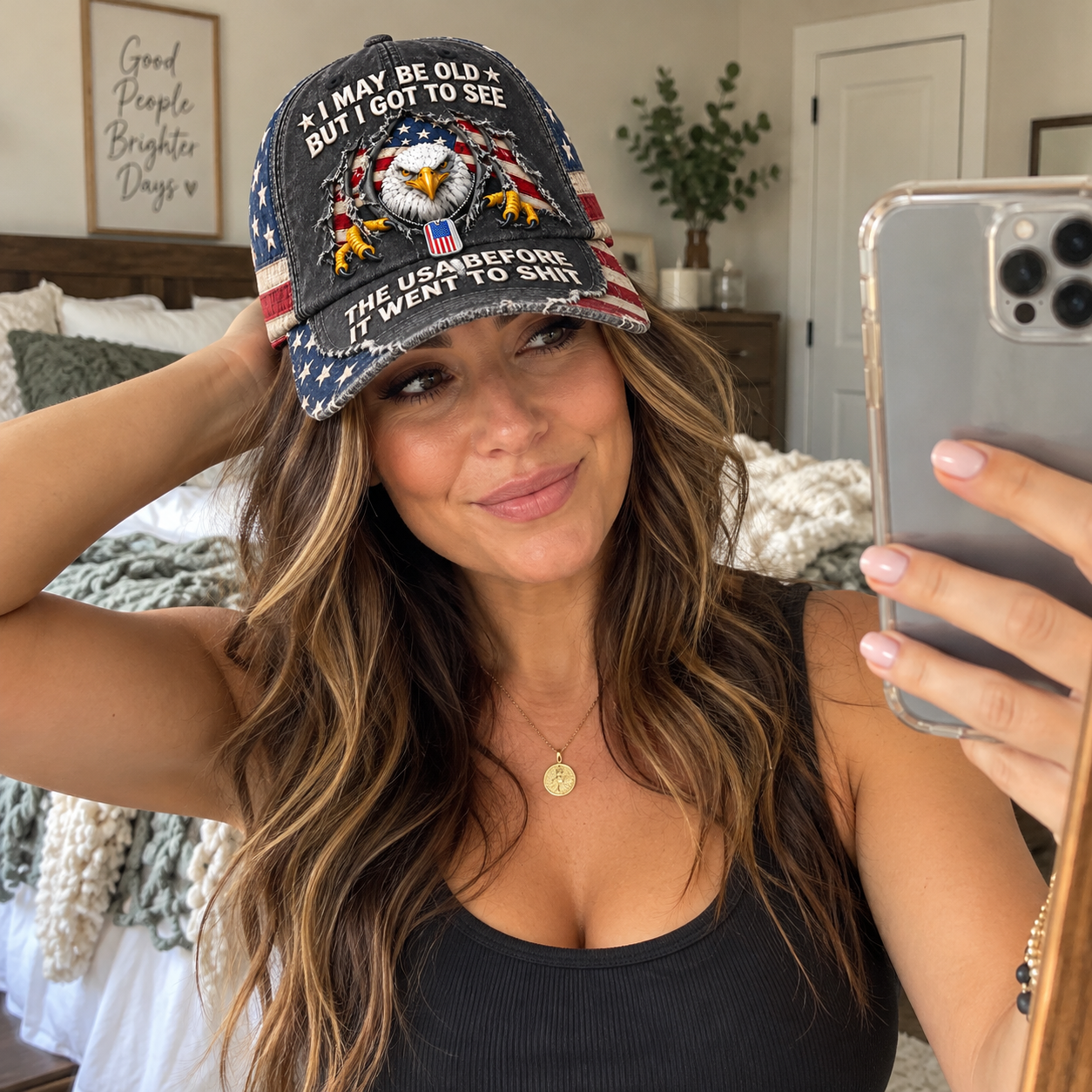 🦅 "I May Be Old But I Got To See The USA Before It Went To Shit" Vintage Eagle Washed Baseball Cap 🇺🇸