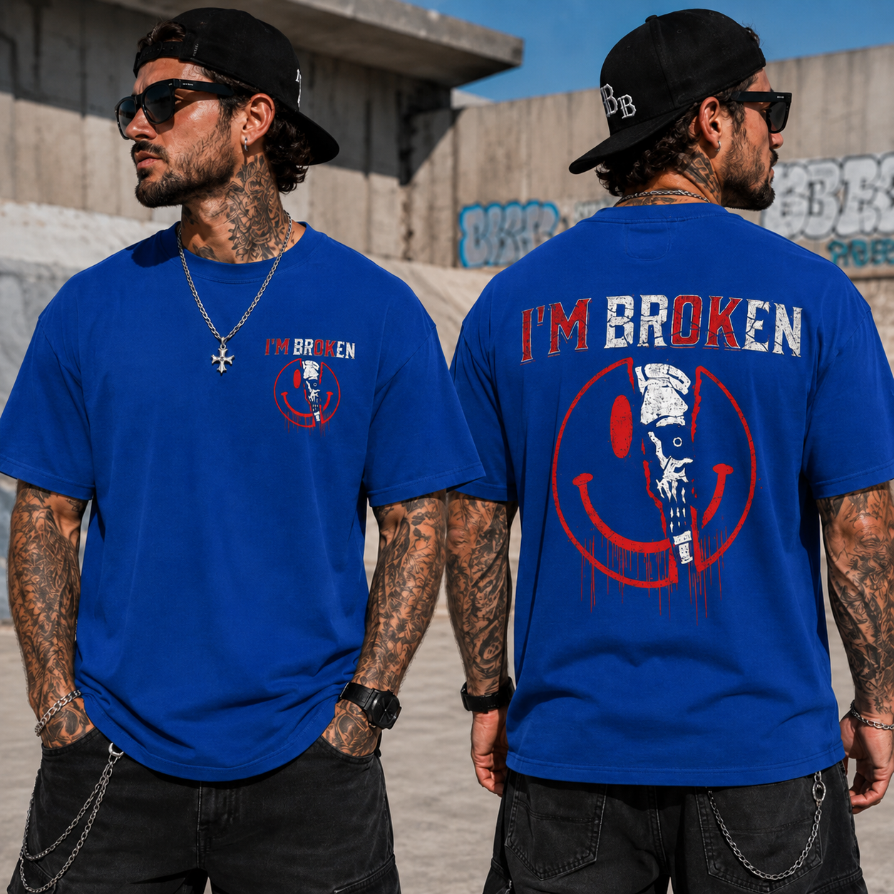 I'm BrokenTM Skull Smiley Graphic T-Shirt