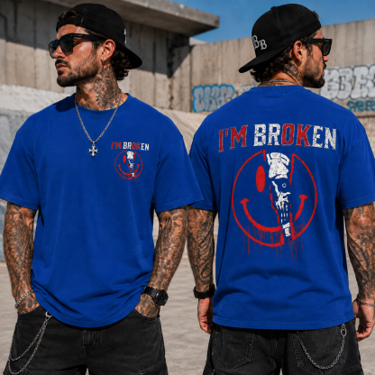 I'm BrokenTM Skull Smiley Graphic T-Shirt