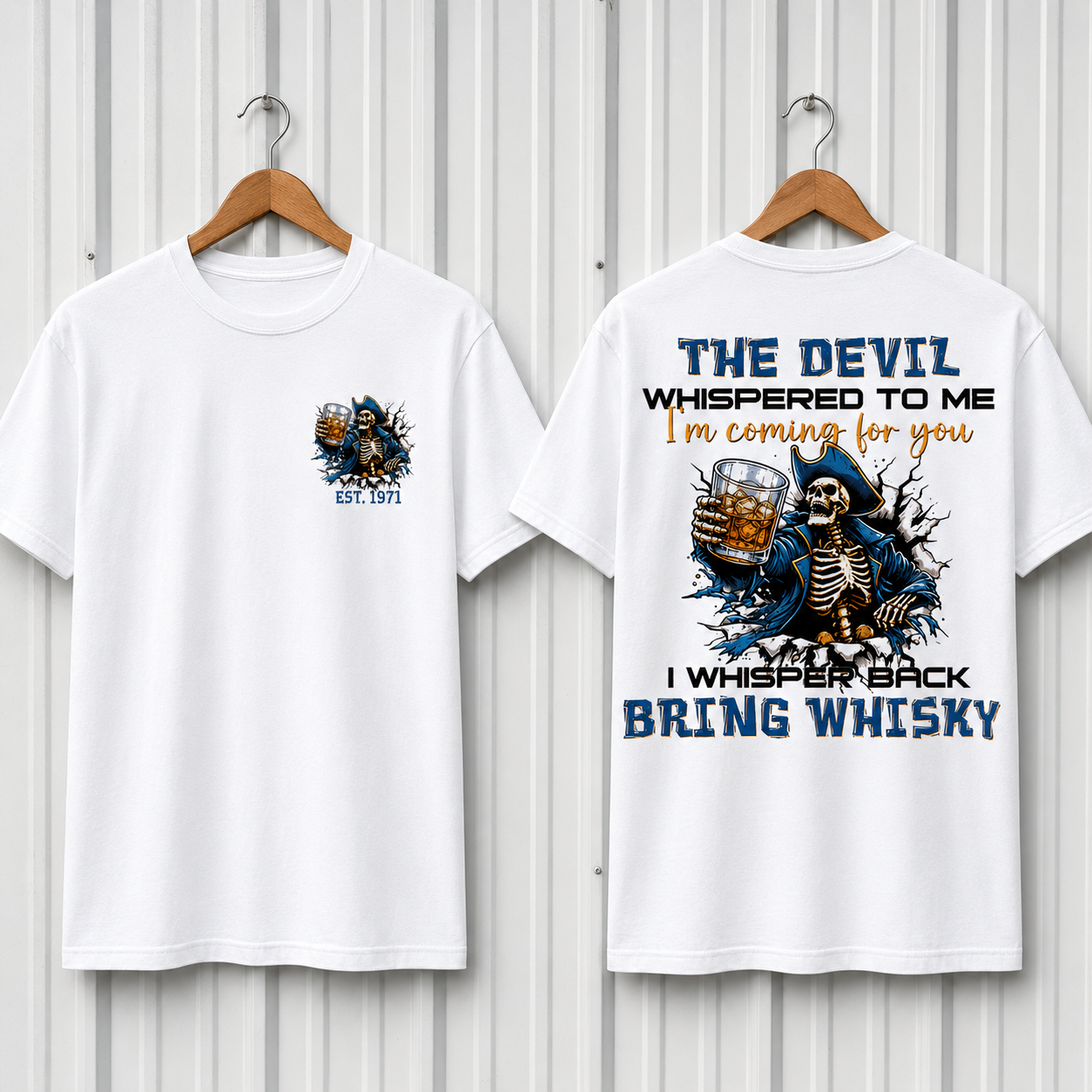 The Devil Whispered To Me I Whisper Back Bring Beer Gen X//Boomer Custom Birth Year T-shirt