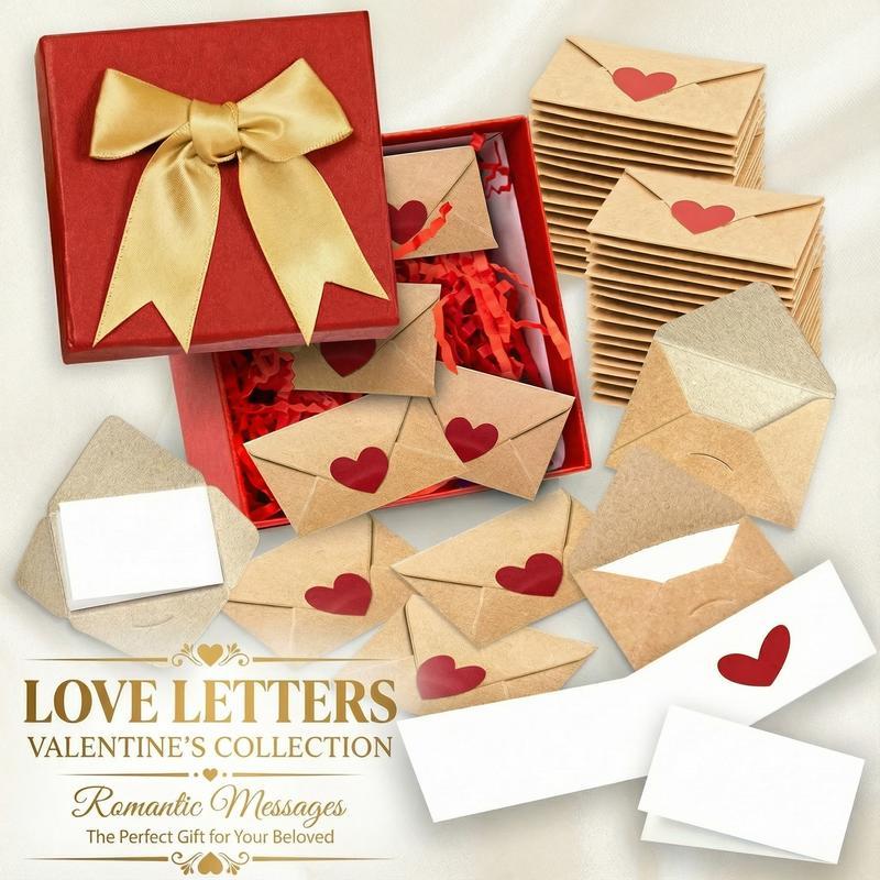 DIY Love Notes Box - Mini Blank Cards & Envelopes for Him Her - Cute Valentine’s Day Anniversary Gift for Boyfriend Valentine's Day