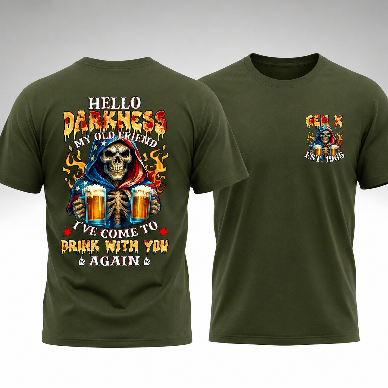 Personalized Generation X Skull Beer T-Shirt Custom Birth Year Vintage Graphic Tee Gen X Drinking Shirt