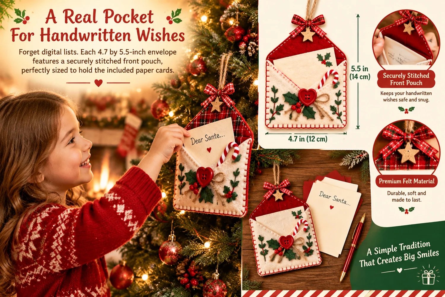 Stitched envelope pocket and included cards