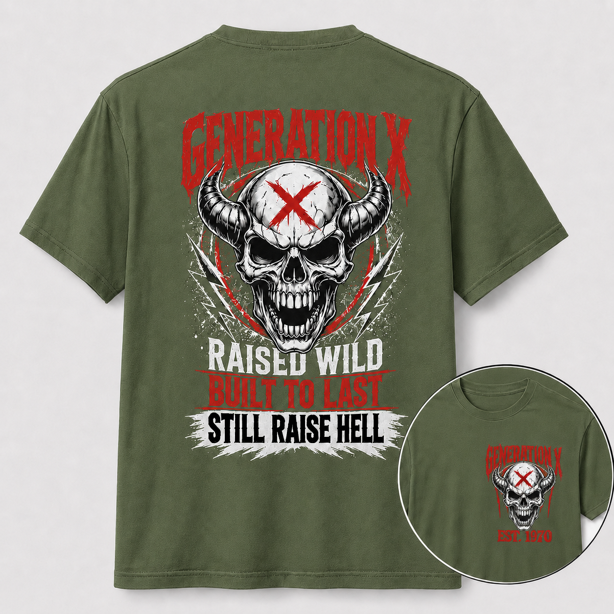 Gen X Raised Wild Skull Graphic Tee