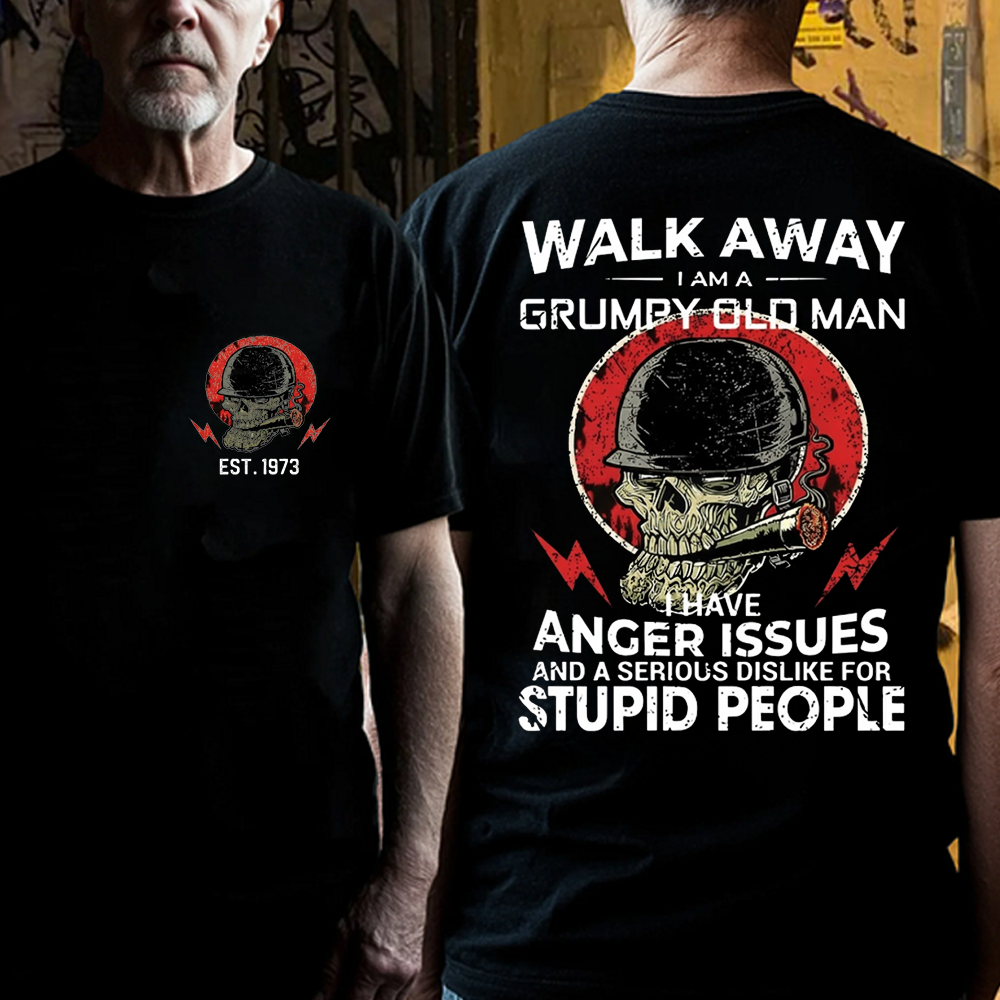 Custom EST.YEAR Grumpy Old Man Skull Print T-Shirt / Hoodie