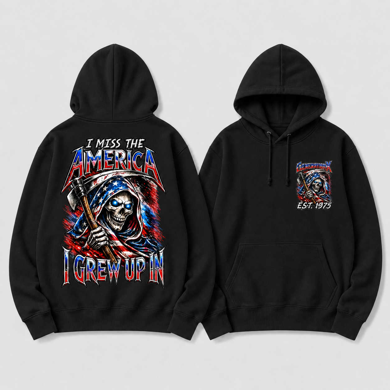 I Miss The America I Grew Up In Custom Year Patriotic Skull Double-Sided Hoodie