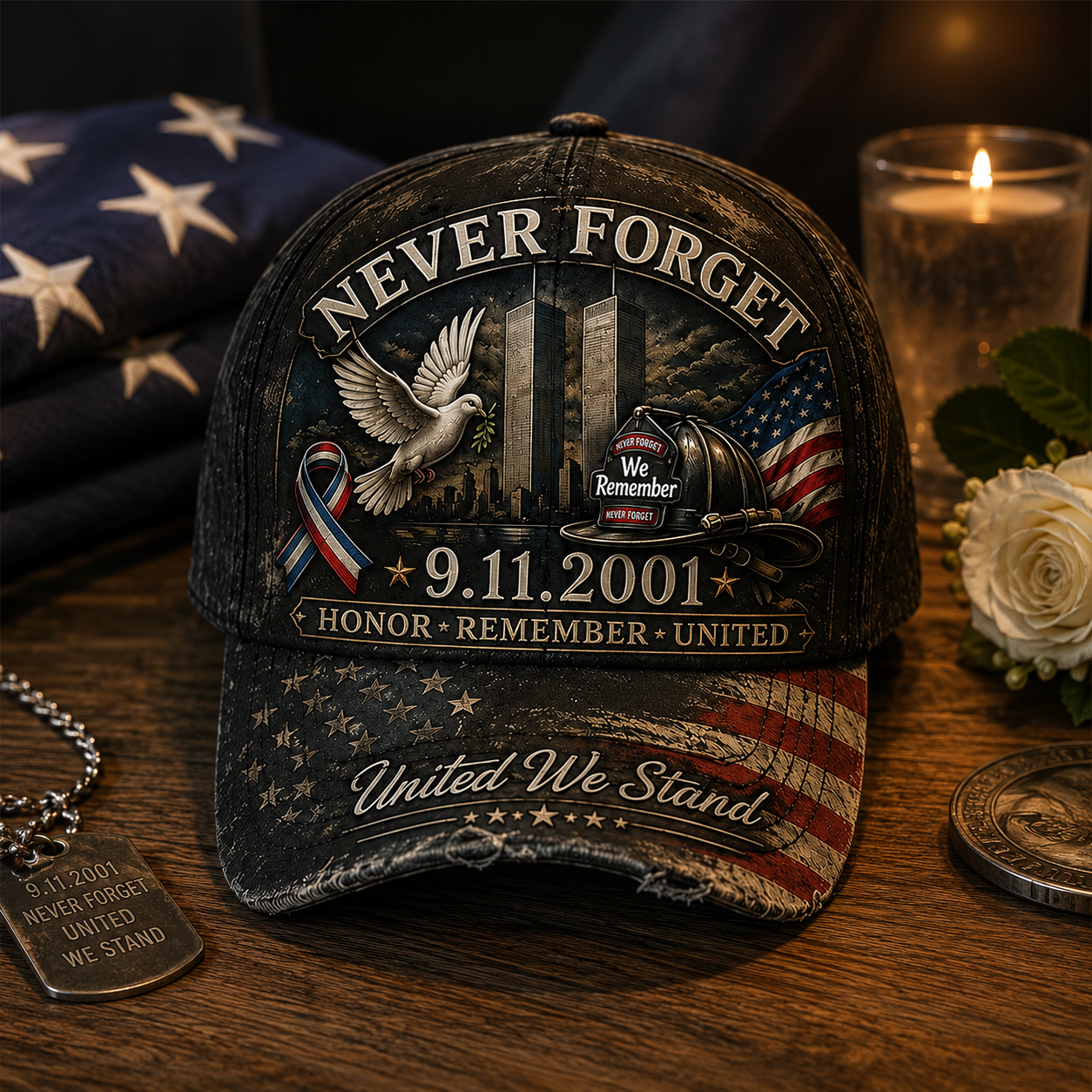 Never Forget 9.11.2001 Memorial Cap