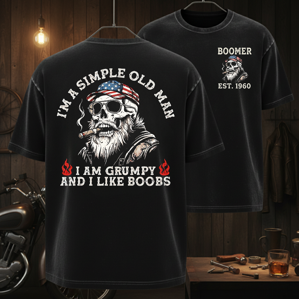Custom "Simple Old Man" Shirt - Grumpy & Unapologetic | Personalized Gen X / Boomer EST. Year - Tee
