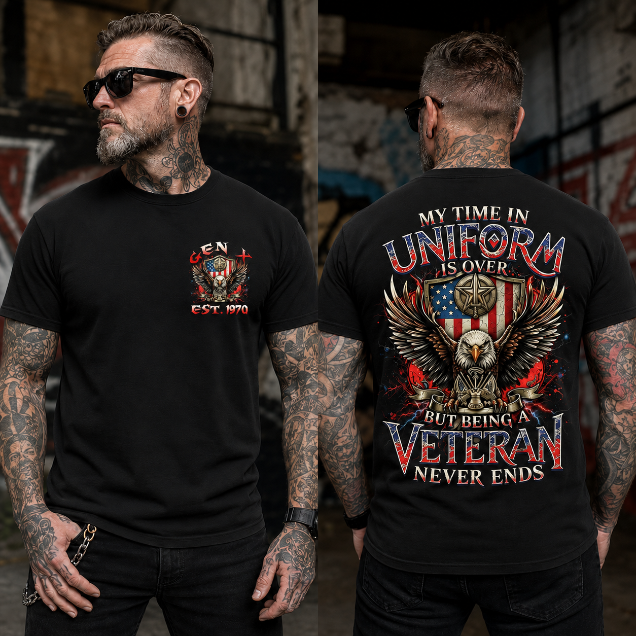 My Time In Uniform Is Over But Being A Veteran Never Ends Custom Year T-shirt