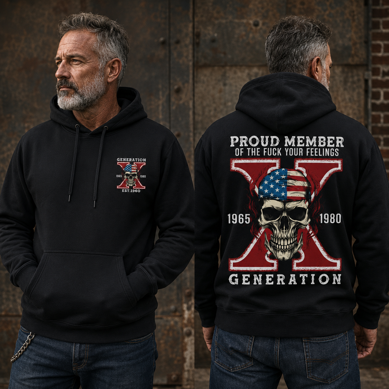 Custom Gen X Skull New Printing Custom Birth Year Hoodies