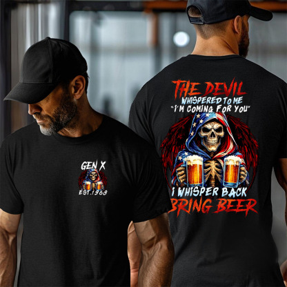 THE DEVIL WHISPERED TO ME “I'M COMiNG FOR YOU" shirt. Customize Gen X Shirt.