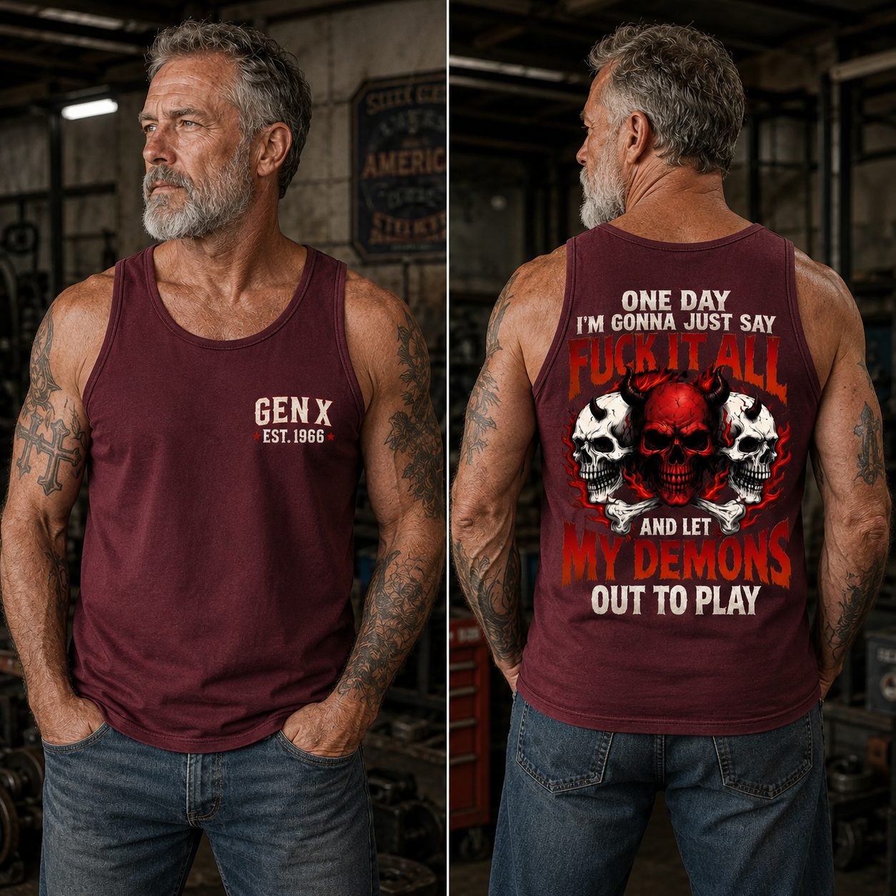 Fuck It All Let My Demons Out To Play Gen X Custom Birth Year Sleeveless Vest