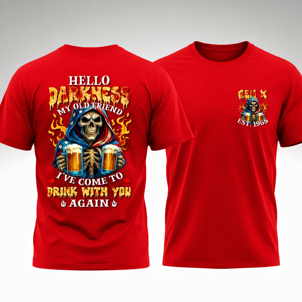 Personalized Generation X Skull Beer T-Shirt Custom Birth Year Vintage Graphic Tee Gen X Drinking Shirt