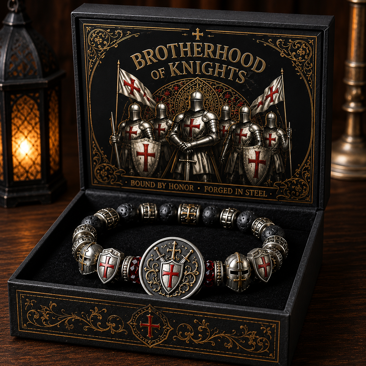 ⚔️ Brotherhood of Knights Faith Bracelet | Medieval Warrior Beaded Bracelet for Honor, Strength & Daily Wear 🛡️