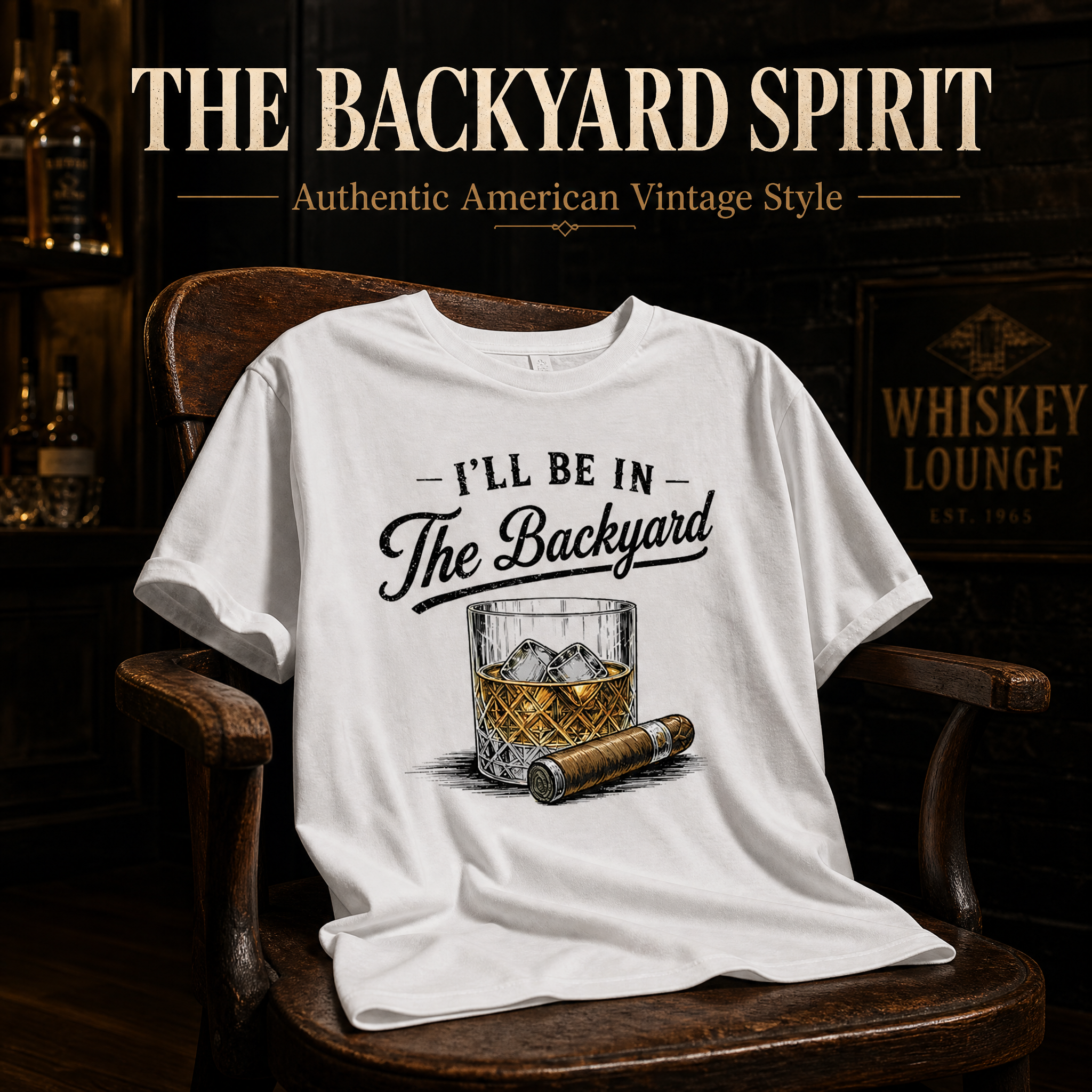 I'll Be in The Backyard Funny Bourbon Cigar Lover T-Shirt, Funny Cigar Whiskey Tee