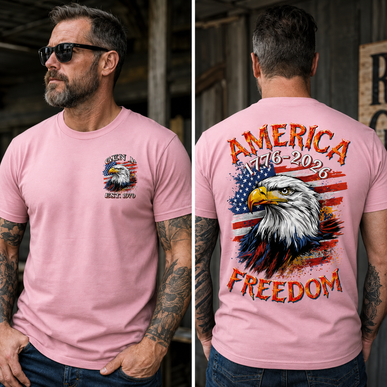 Custom Year Boomer/Gen X/Gen Y T-shirt, America 1776-2026 Freedom Shirt