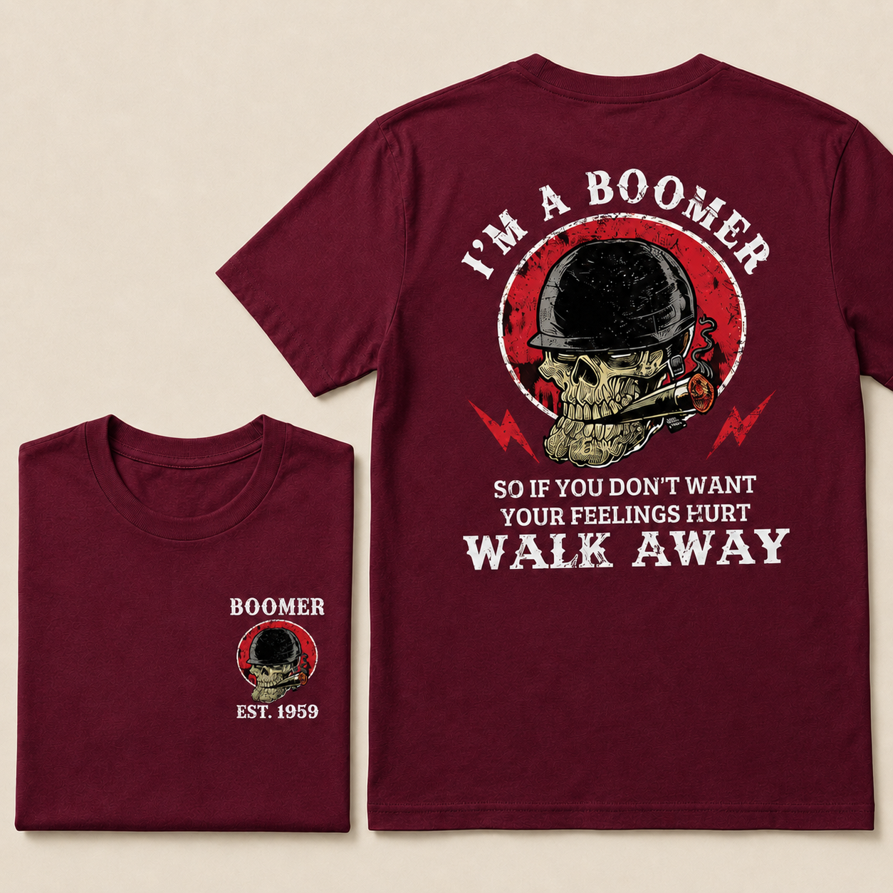 BOOMER/GEN X Skull T-shirt, Unisex, Custom Year Of Birth T-shirt, I'm A Boomer/Gen Xer, Walk Away T-shirt