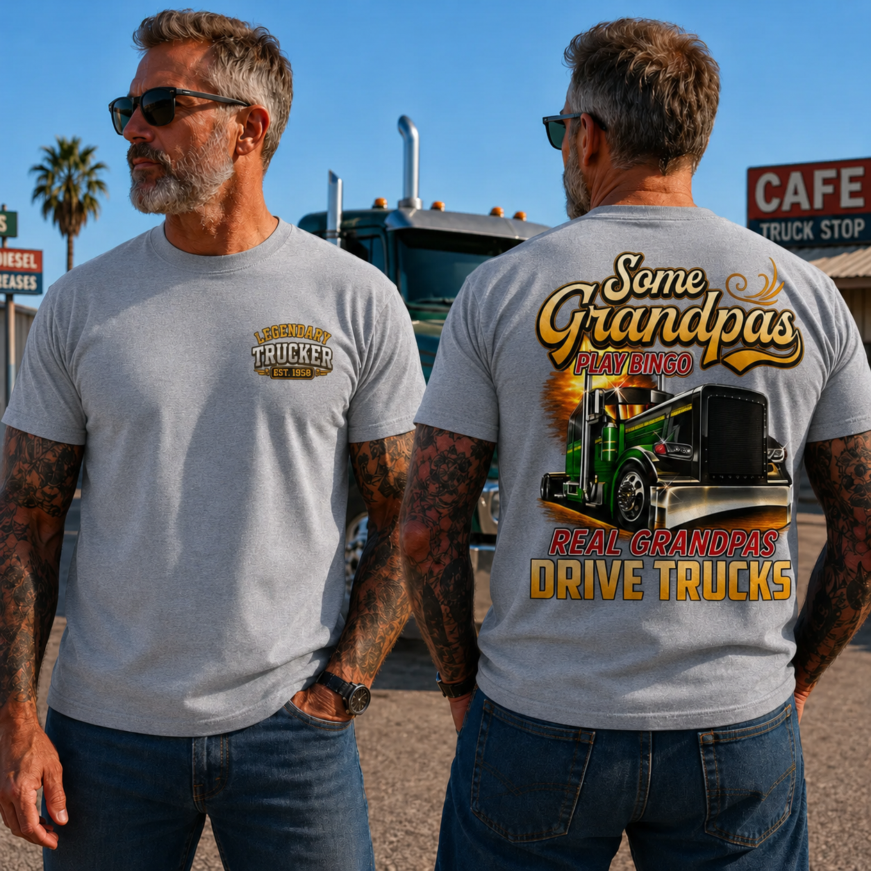 Legendary TruckerTM Custom Year Shirt | Real Grandpas Drive Trucks