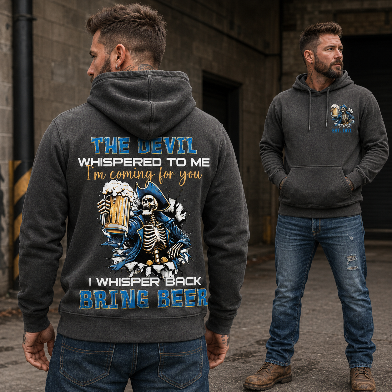 The Devil Whispered To Me I Whisper Back Bring Beer Gen X//Boomer Custom Birth Year Hoodie