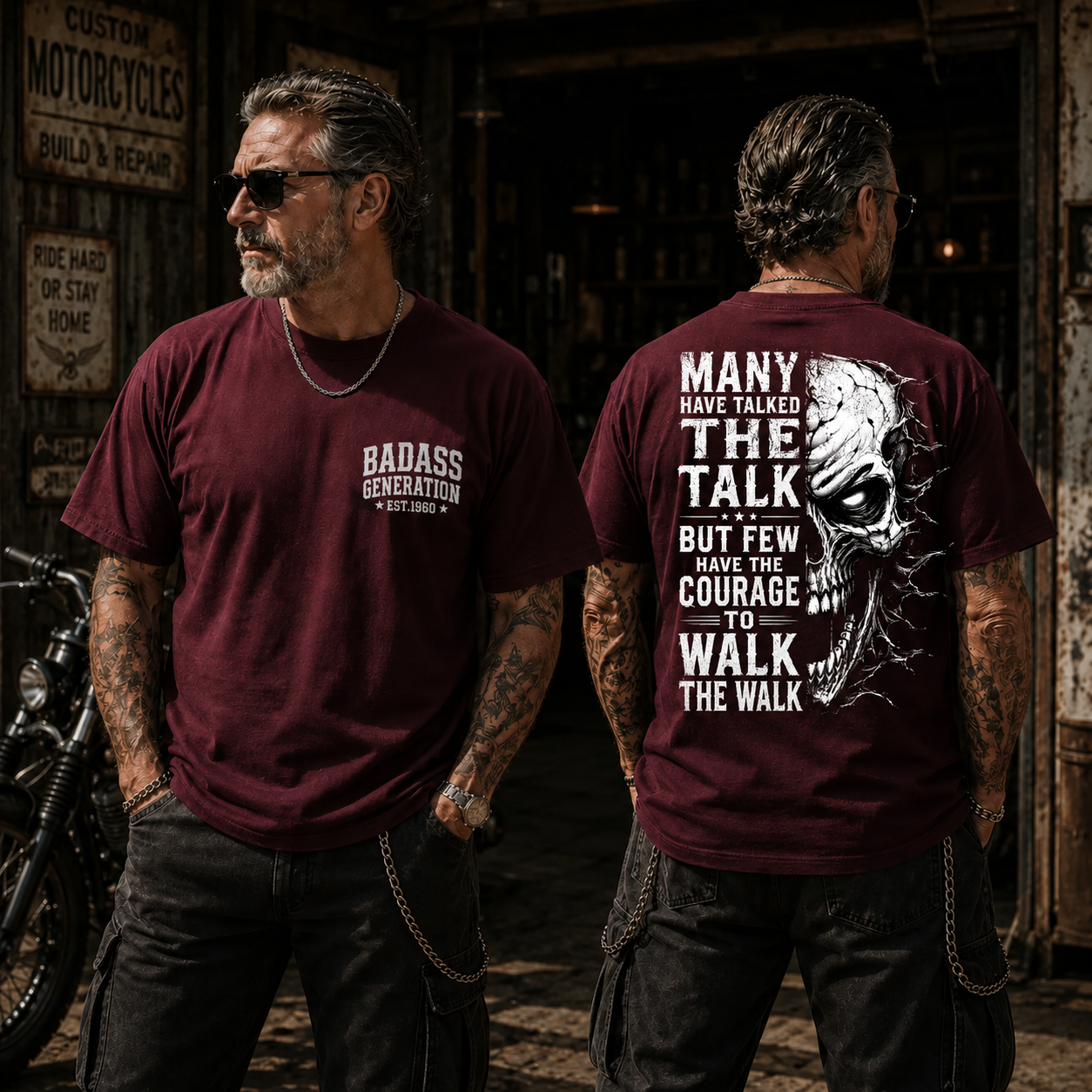 Badass Generation Custom Year T-Shirt – Walk The Walk Skull Graphic Tee