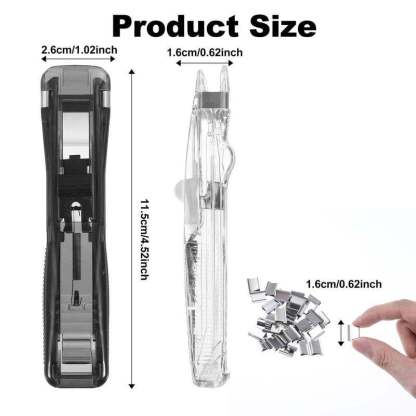 Portable Binder Clip Stapler - Includes 50 reusable clips