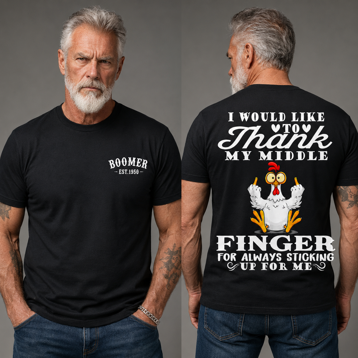 Funny Chicken Middle Finger Vintage T Shirt Custom Year Tee
