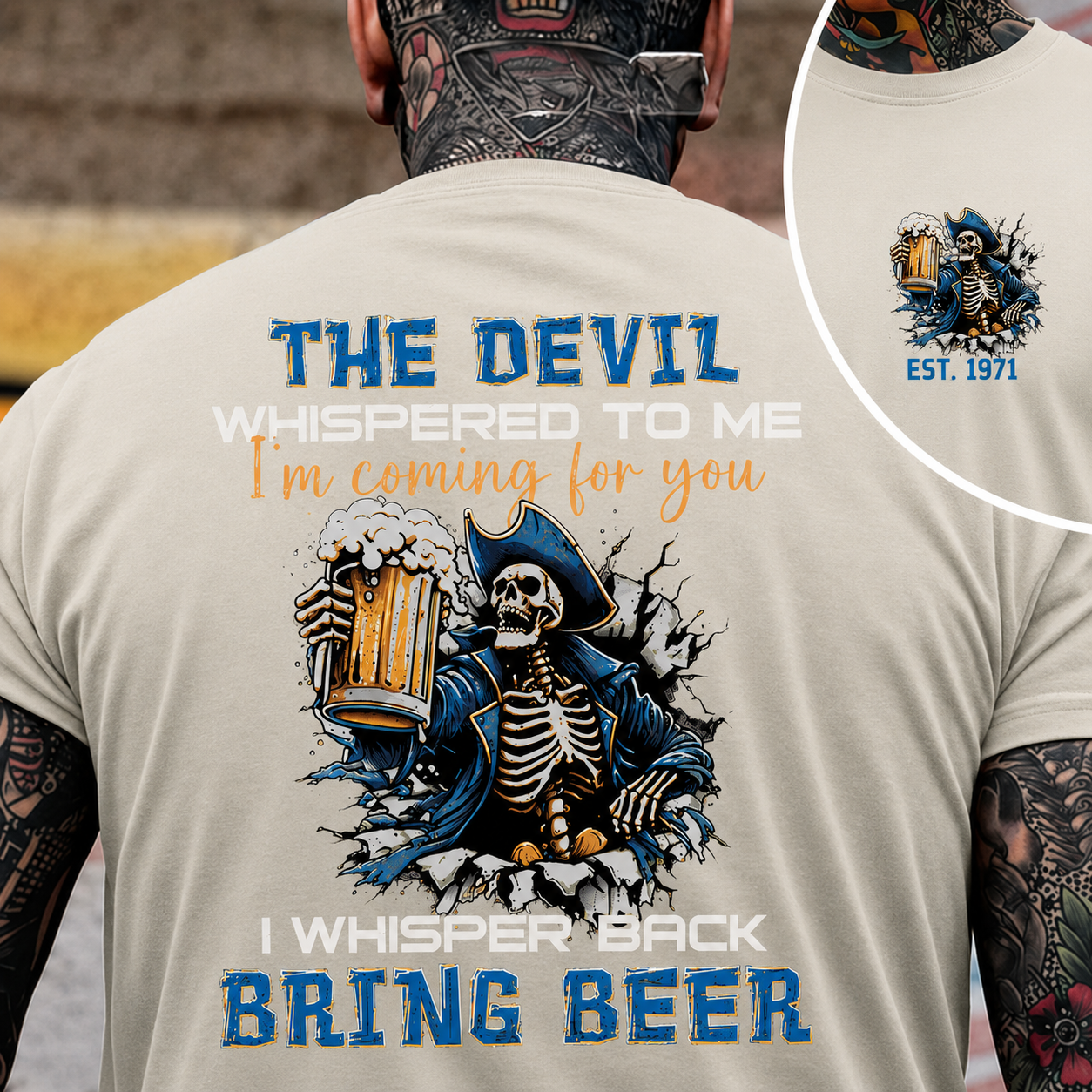 The Devil Whispered To Me I Whisper Back Bring Beer Gen X//Boomer Custom Birth Year T-shirt