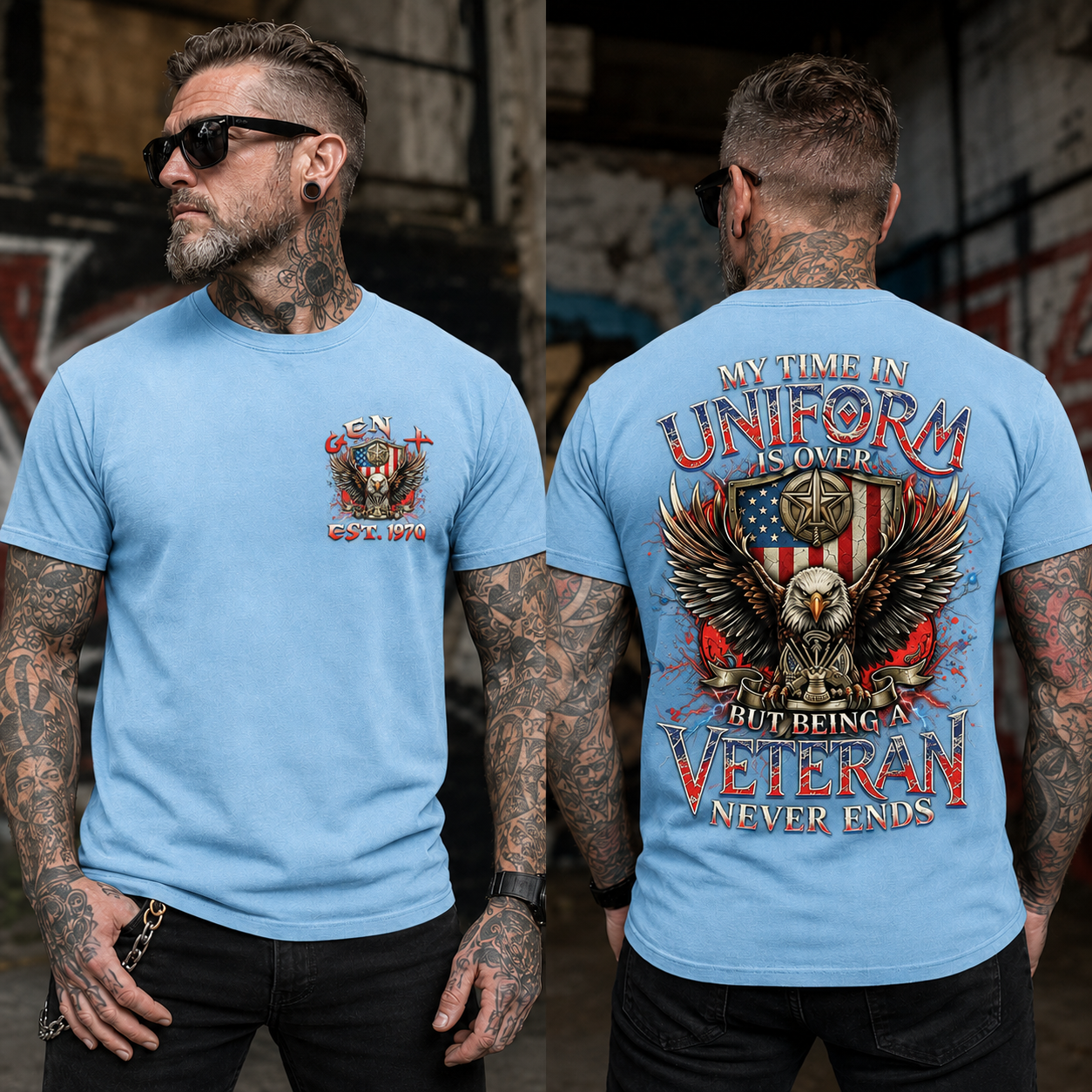 My Time In Uniform Is Over But Being A Veteran Never Ends Custom Year T-shirt