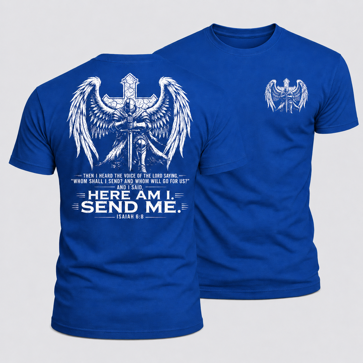 Luxe Mercerized Cotton Tee - Here I Am Send Me Isaiah 6:8 Knight Templar Crusader