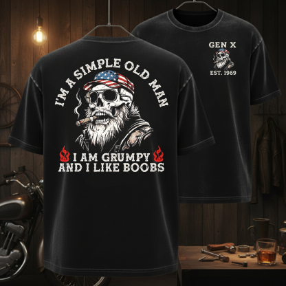 Custom "Simple Old Man" Shirt - Grumpy & Unapologetic | Personalized Gen X / Boomer EST. Year - Tee