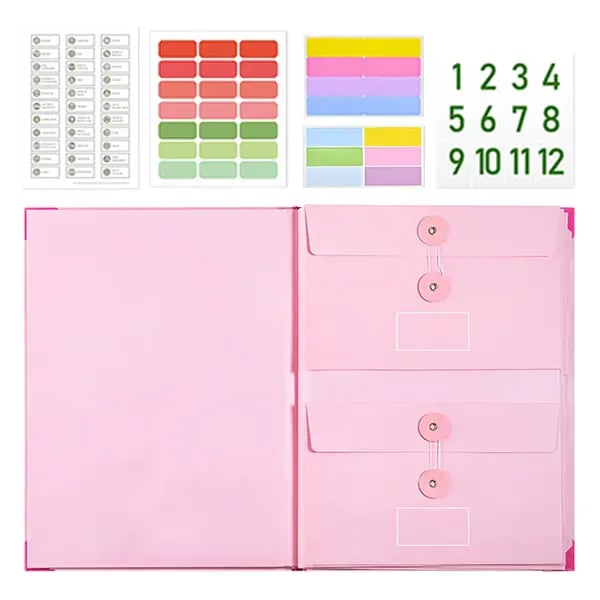 Accordion File Organizer Manila Pocket Document Folder for Passports, Birth Certificates & Important Papers, Office & Home Storage