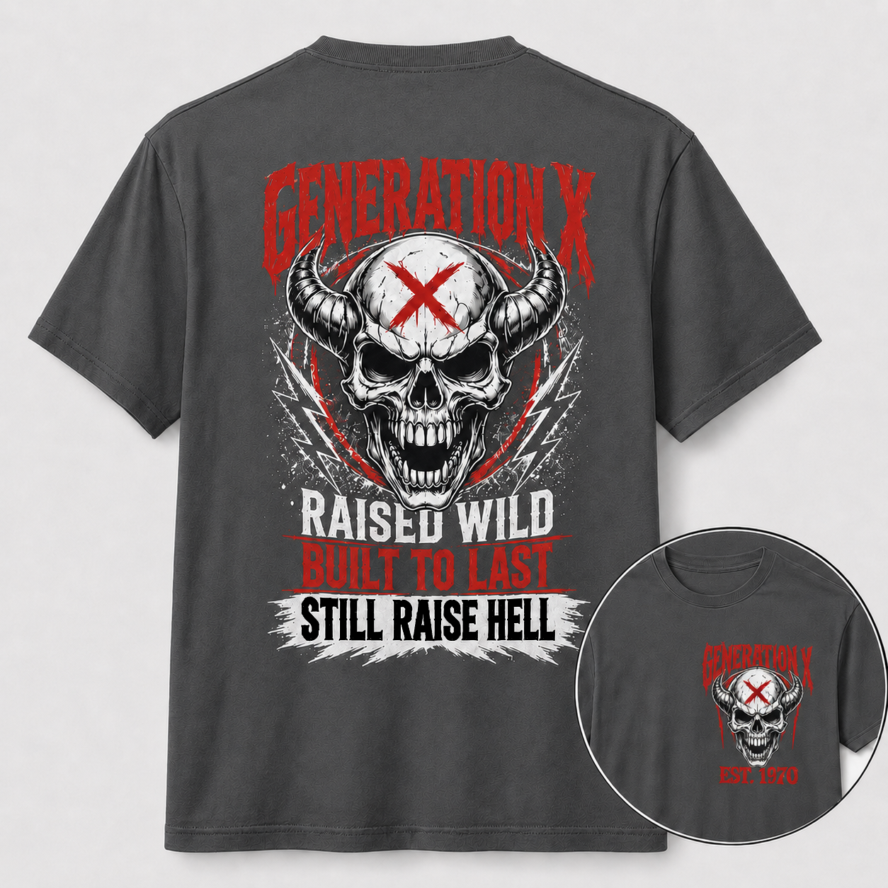 Gen X Raised Wild Skull Graphic Tee